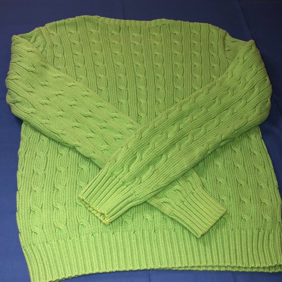 Ralph Lauren Green Cable Knit Sweater - Picture 6 of 8